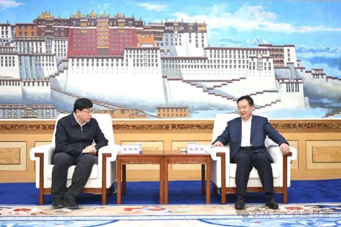 西藏自治區(qū)黨委書記王君正與國家電網(wǎng)公司董事長、黨組書記張智剛座談