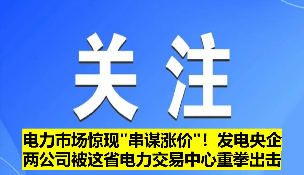 電力市場(chǎng)驚現(xiàn)"串謀漲價(jià)"！發(fā)電央企兩公司被這省電力交易中心重拳出擊?